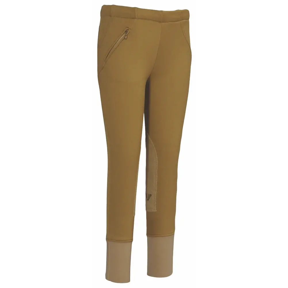 Tuffrider Children's Unifleece Pull-On Stretch Fleece Knee Patch Winter Breeches 1