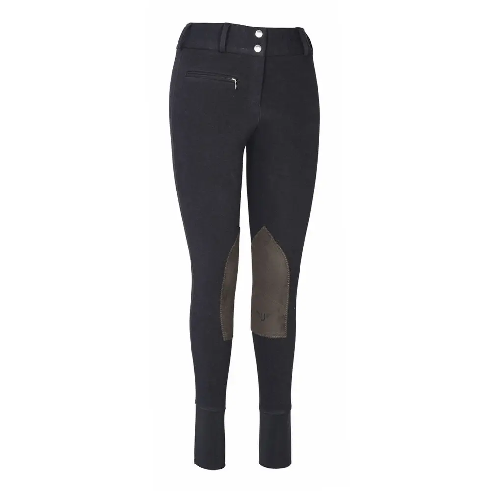 Tuffrider Ladies Cotton Lowrise Wide Waistband Knee Patch Breeches 1