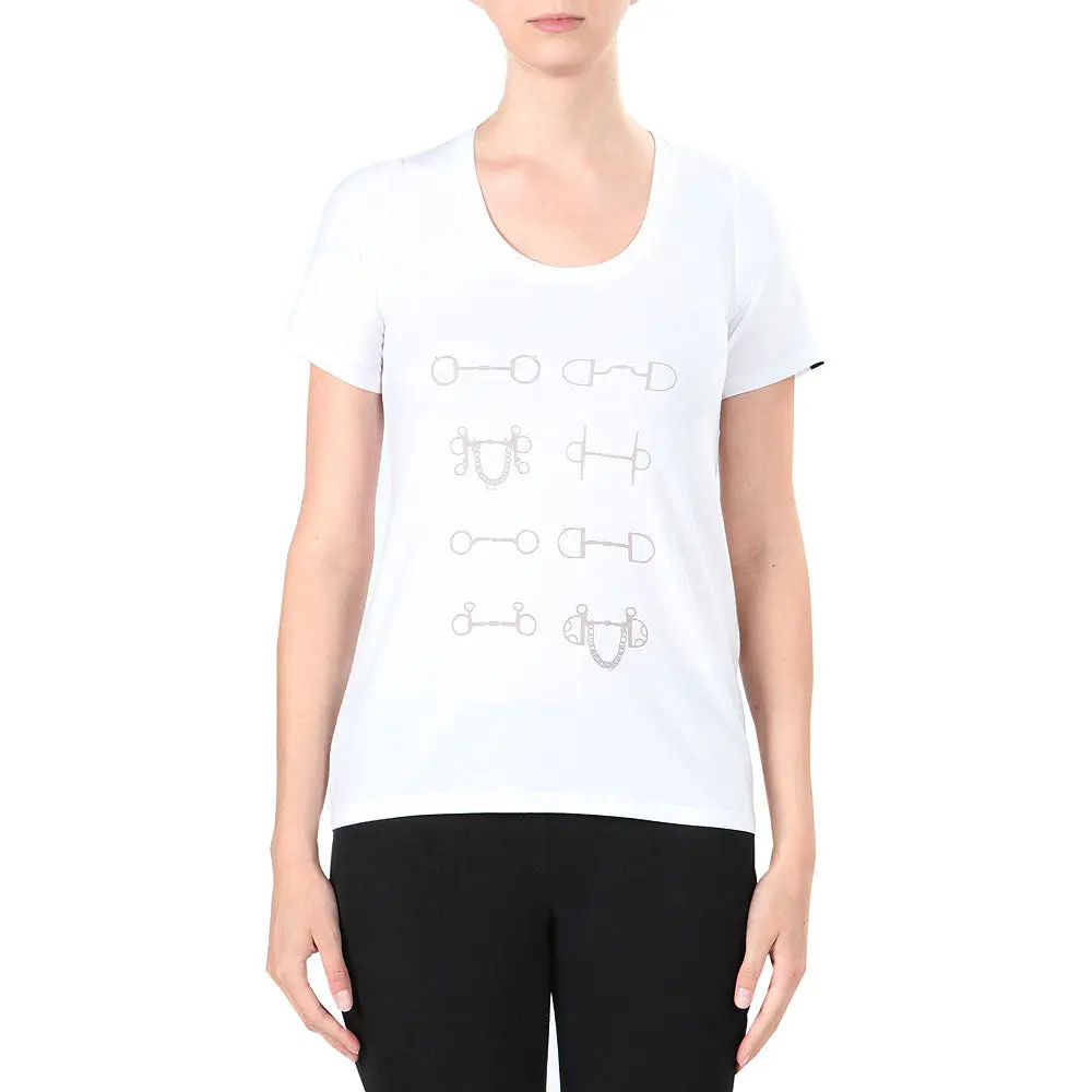 Small Irideon Womens Bits Swing Cotton Fitted Tee Shirt White 1
