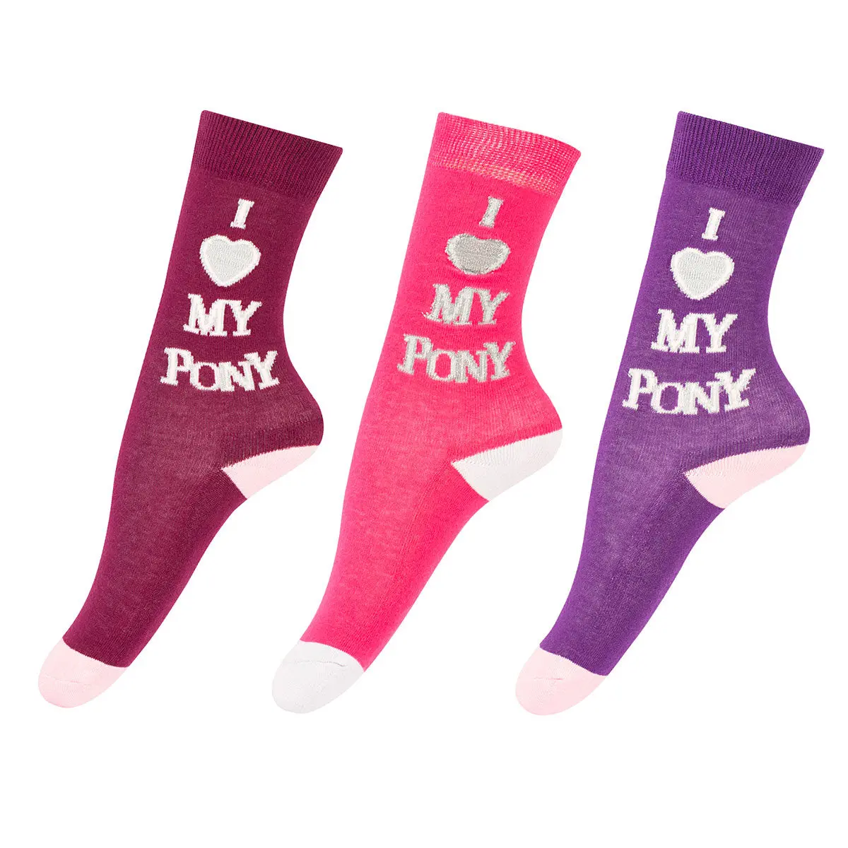 Tuffrider Children's I Love My Pony 3 Pack Socks 1