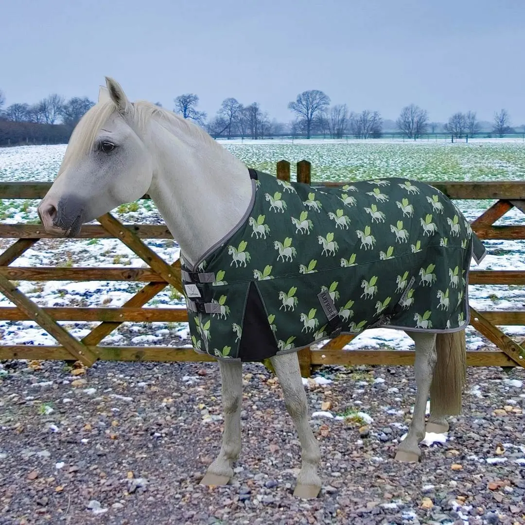 Tuffrider 1200D Ripstop 220 Gsm Polyfill Pony Horse Print Standard Neck Two Tone Pony Turnout Blanket 1