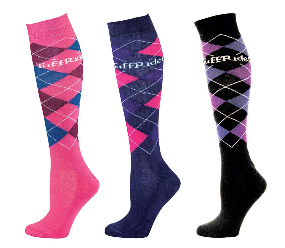 Tuffrider Ladies Argyle Knee Hi Socks - 3 Pack 2