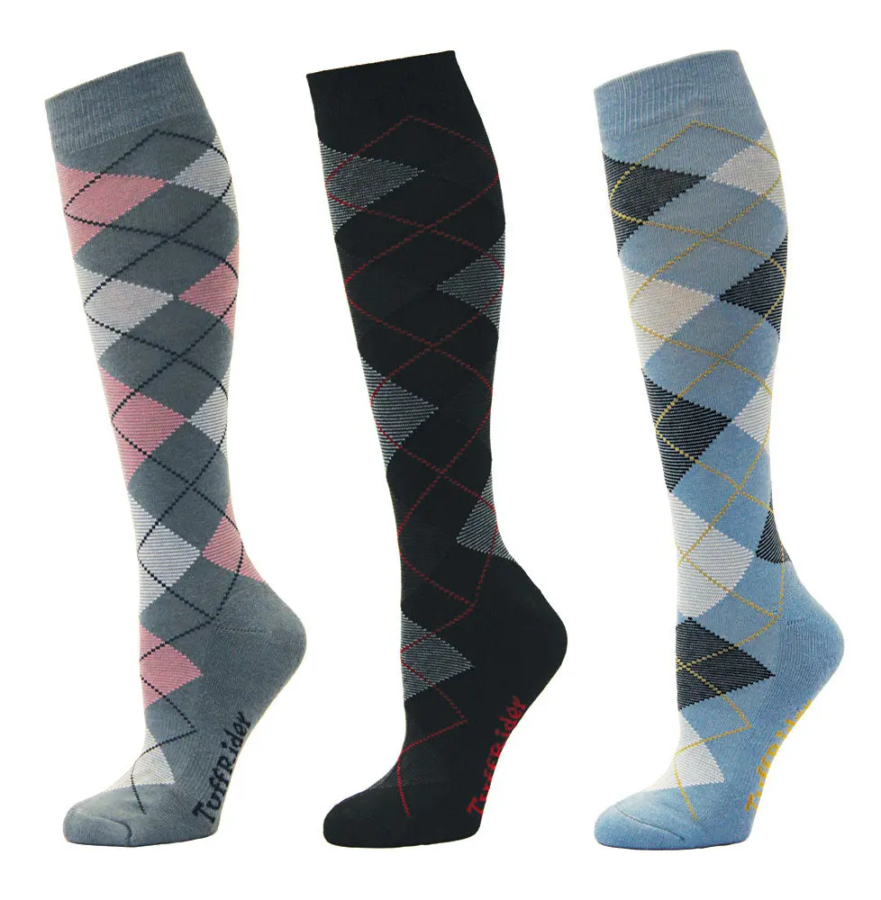 Tuffrider Ladies Bamboo Argyle Knee Hi Socks - 3 Pack 1