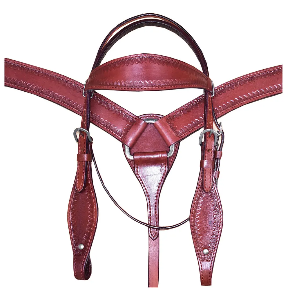 Hilason Western Genuine American Leather Horse Headstall & Breast Collar Set 1