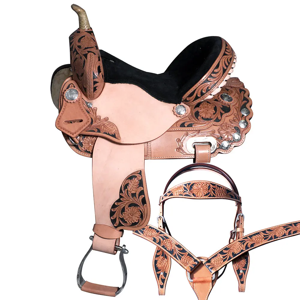 14 In Hilason Western Horse Barrel Racing Trail Pleasure American Leather Saddle Tack 1