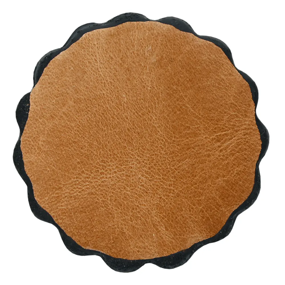 Hilason Plain Scalloped Leather Rosette Concho Saddle Tack Tan 1-3/4" 1