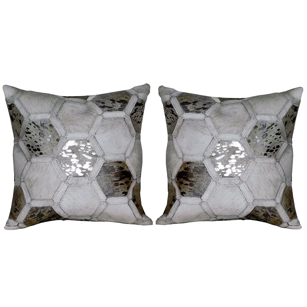 Hilason Cowhide Leather Hair-On Patchwork Cushion Pillow Cover 1