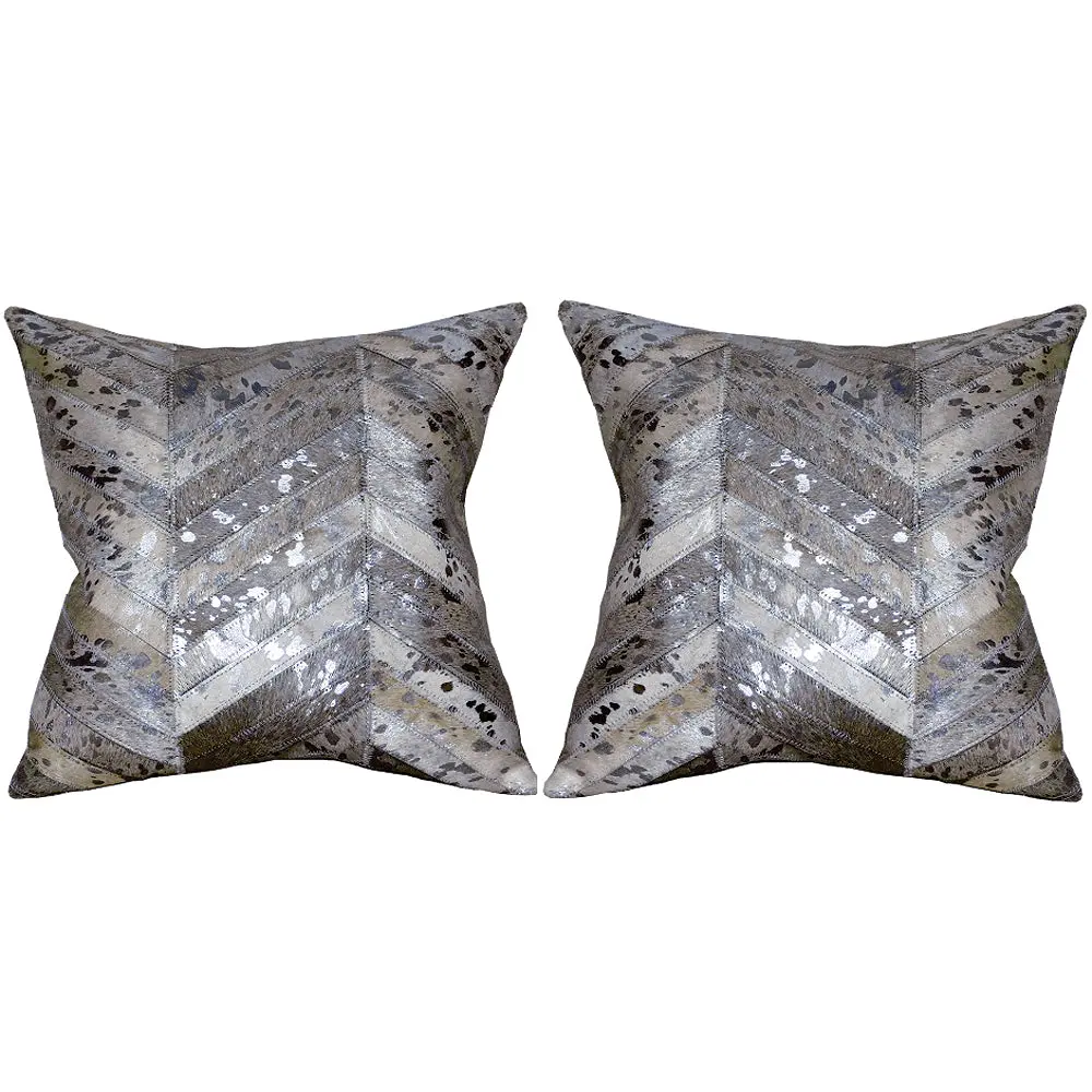 Hilason Cowhide Leather Hair-On Patchwork Cushion Pillow Cover 1