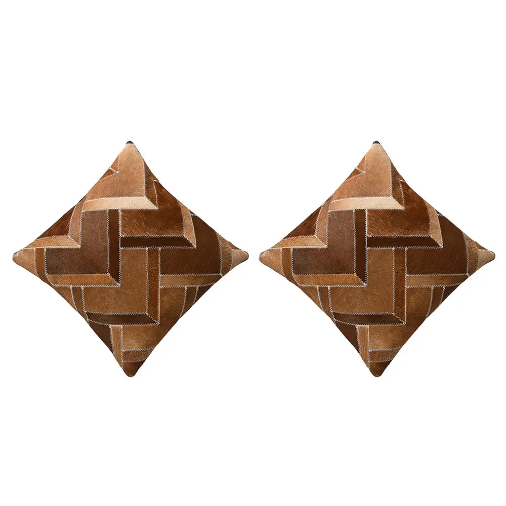 Hilason  Cowhide Leather Hair-On Patchwork Cushion Pillow Cover 1