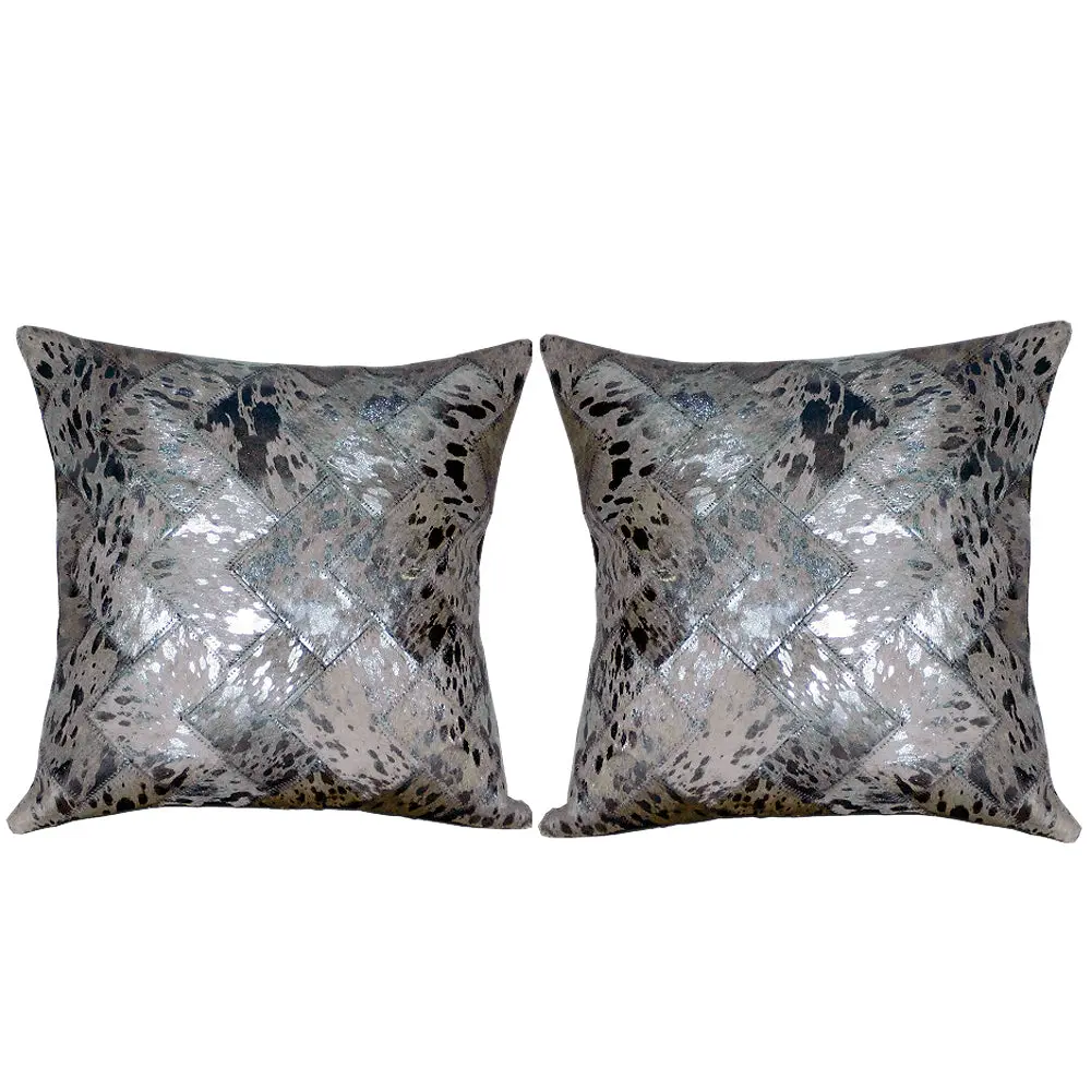 Hilason Cowhide Leather Hair-On Patchwork Cushion Pillow Cover 1