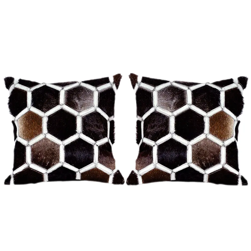 Hilason Cowhide Leather Hair-On Patchwork Cushion Pillow Cover 1