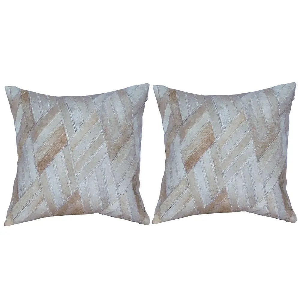 Hilason Cowhide Leather Hair-On Patchwork Cushion Pillow Cover 1