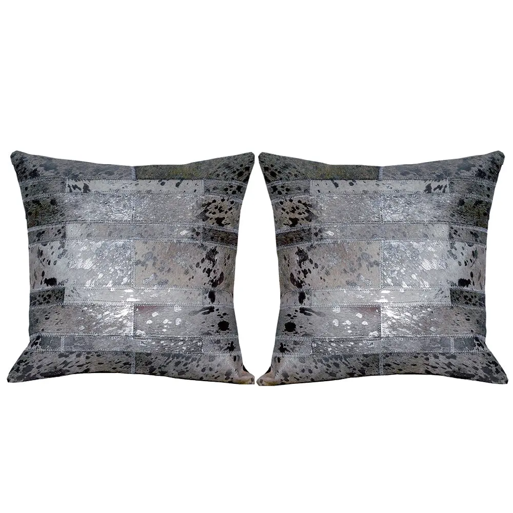 Hilason  Cowhide Leather Hair-On Patchwork Cushion Pillow Cover 1