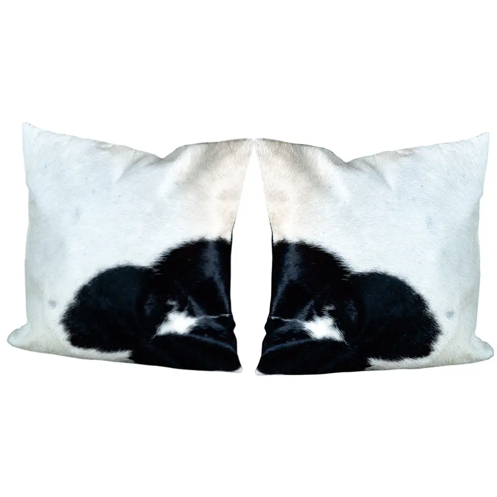 Hilason Genuine Cowhide Natural Hair-On Leather Cushion Pillow Cover 1