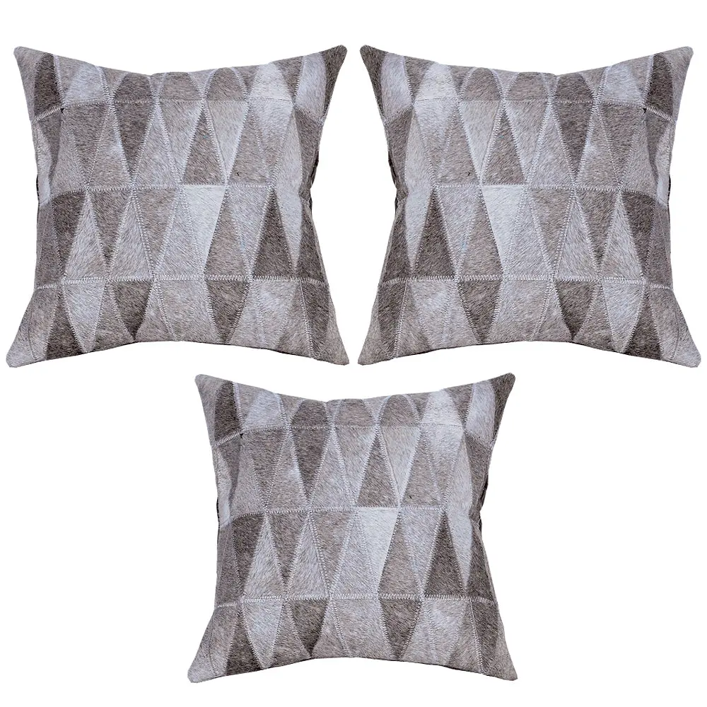 Hilason Cowhide Leather Hair-On Patchwork Cushion Pillow Cover 2