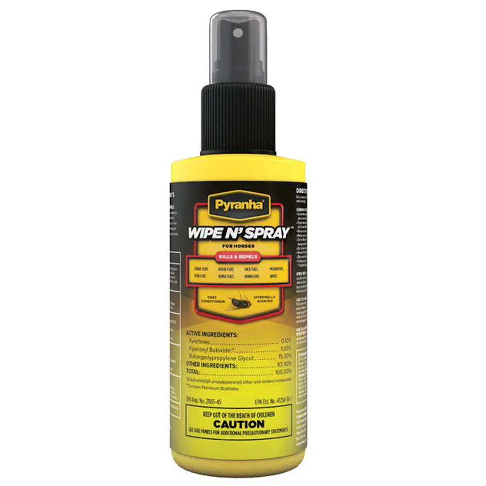 Pyranha Horse Repels  Water Ressistent Wipe N Fly Protection Spray 4 Oz 1