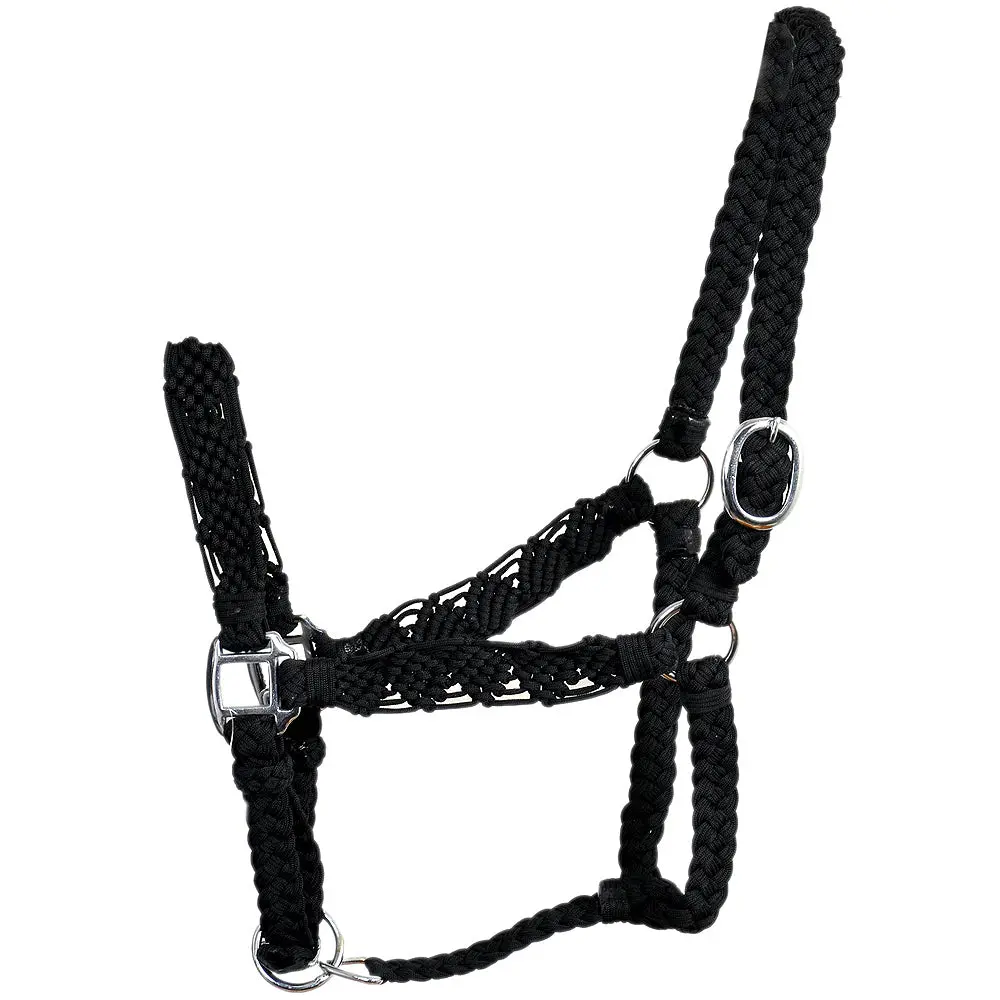 Hilason Premium Flat Braided Paracord Horse Halter Black 1