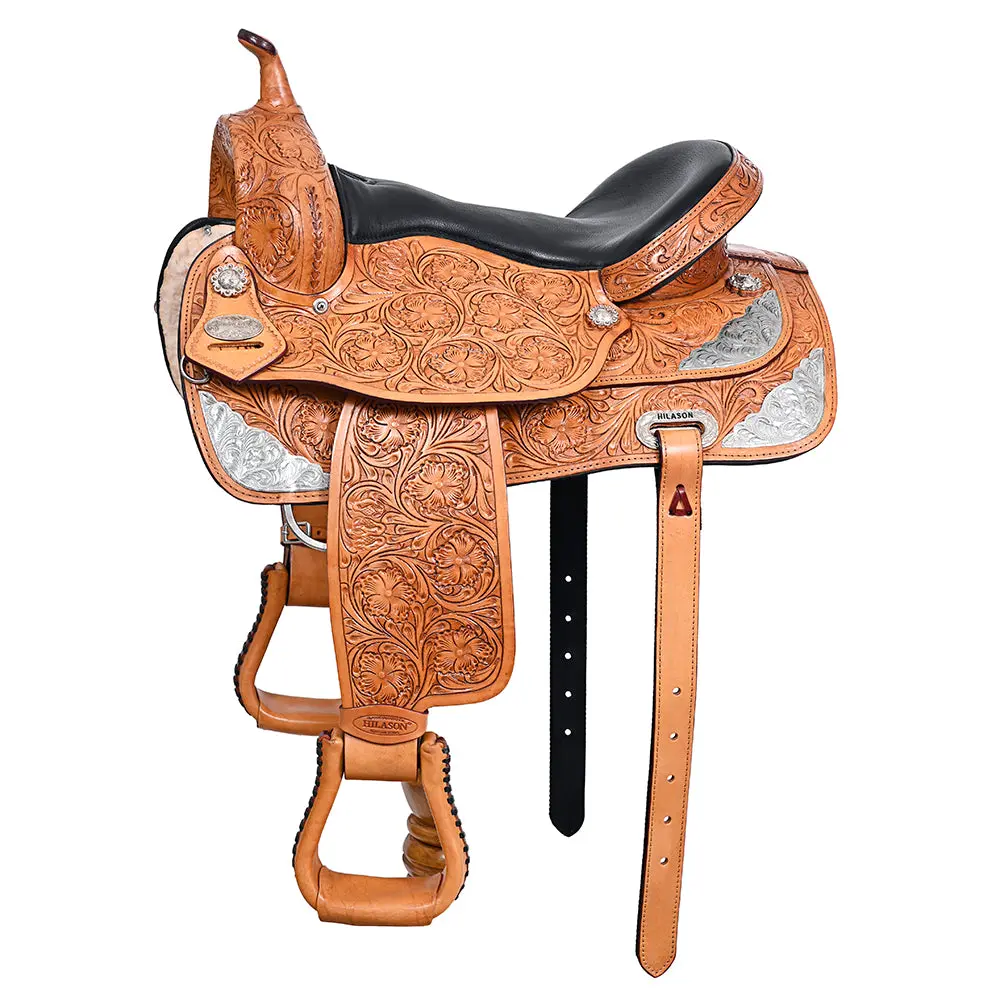 Hilason Western Horse Saddle American Leather Flex Tree Trail & Pleasure Tan | For Horses 1
