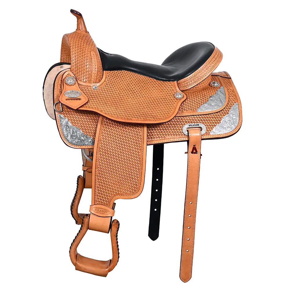 Hilason Western Horse Saddle American Leather Flex Tree Trail & Pleasure Tan | For Horses 1