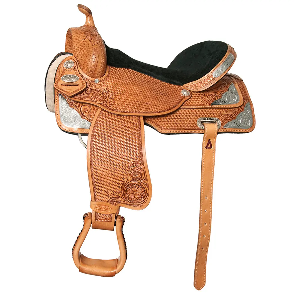 Hilason Western Horse Saddle Leather Treeless Trail Barrel Tan | For Horses 1
