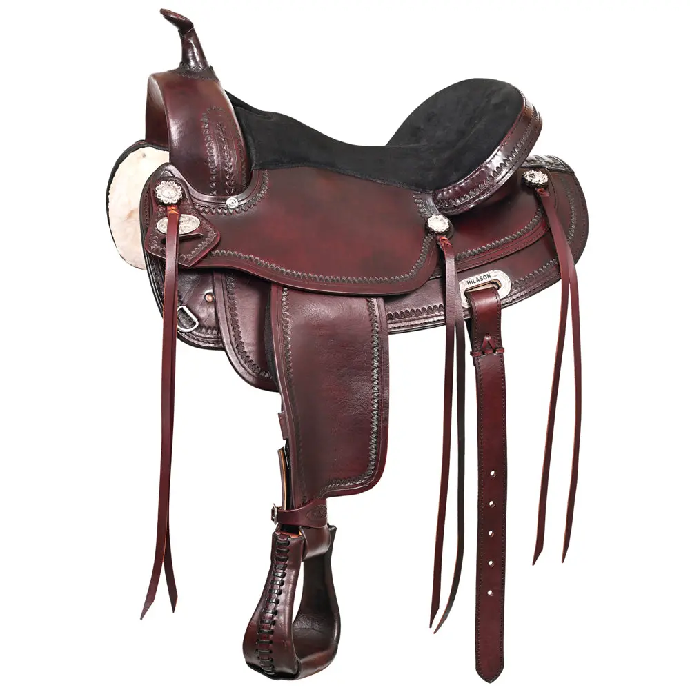 Hilason Western Horse Treeless Saddle American Leather Trail | Barrel For Horses 1