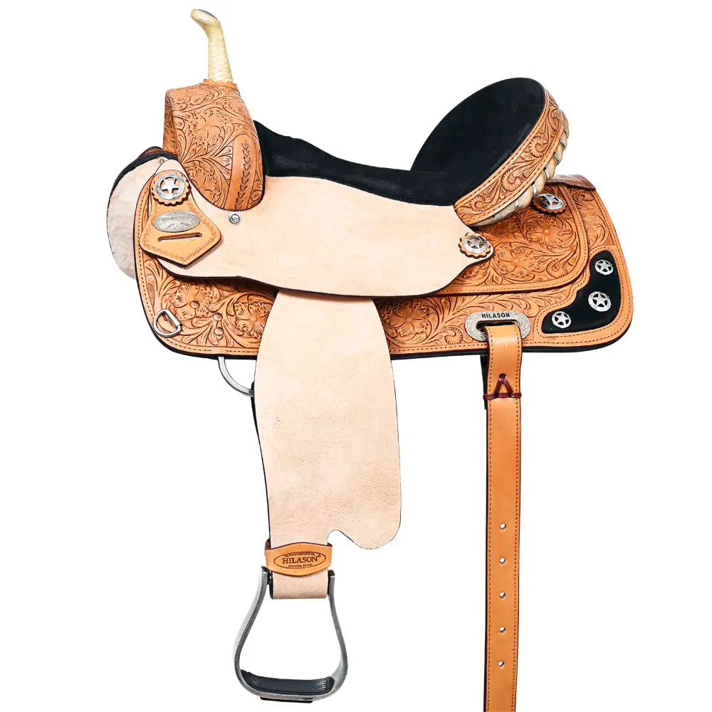 Hilason Western Horse Treeless Saddle American Leather Barrel | For Horses 1