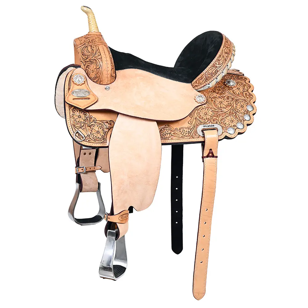 Hilason Western Horse Treeless Saddle American Leather Barrel | For Horses 1