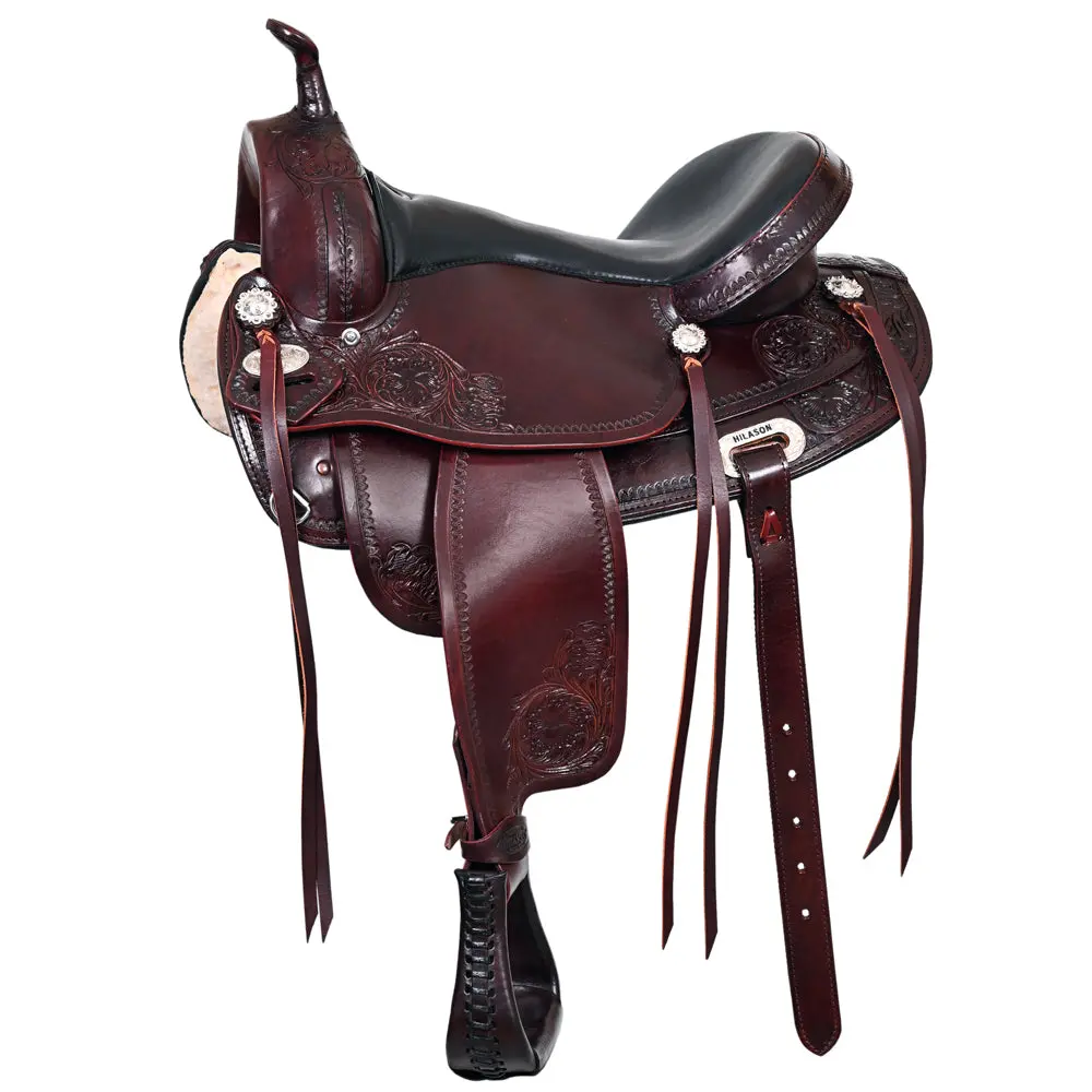 Hilason Western Horse Saddle American Leather Treeless Trail Pleasure | Barrel For Horses 1