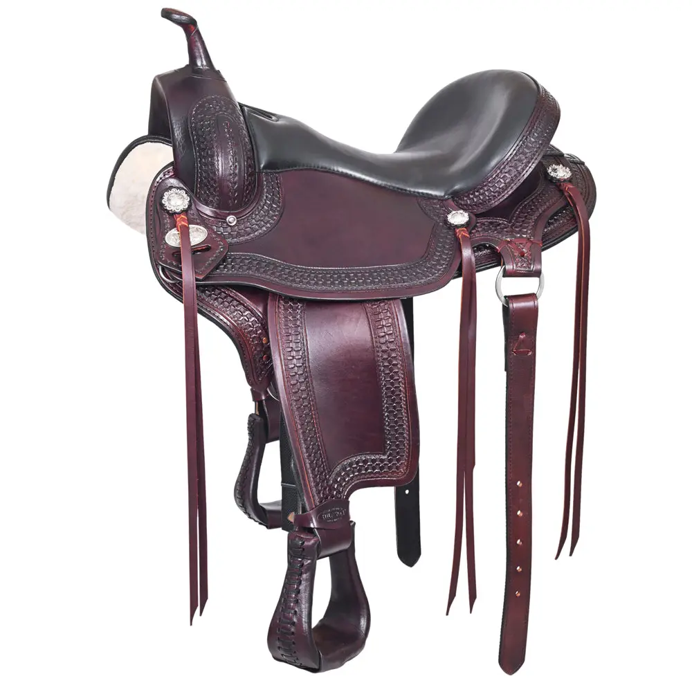 Hilason Western Gaited Flex Trail Horse American Leather Saddle | Treeless For Horses 1