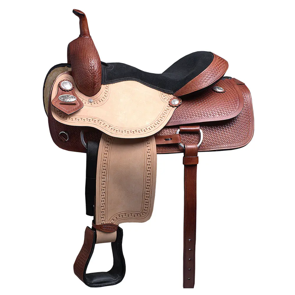 Hilason Western Horse Trail Show Saddle Synthetic Pleasure Riding | Hand Tooled Ranch Roping Leather For Horses 1