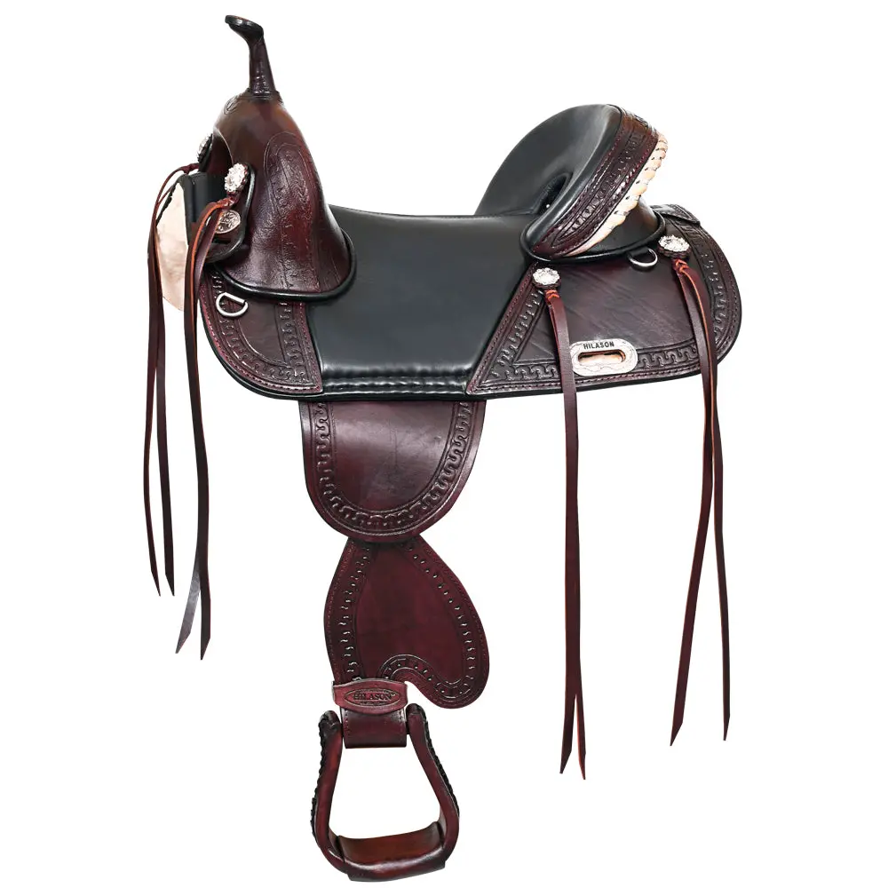 Western Horse Saddle Hilason Treeless Trail American Leather Dark Brown 1