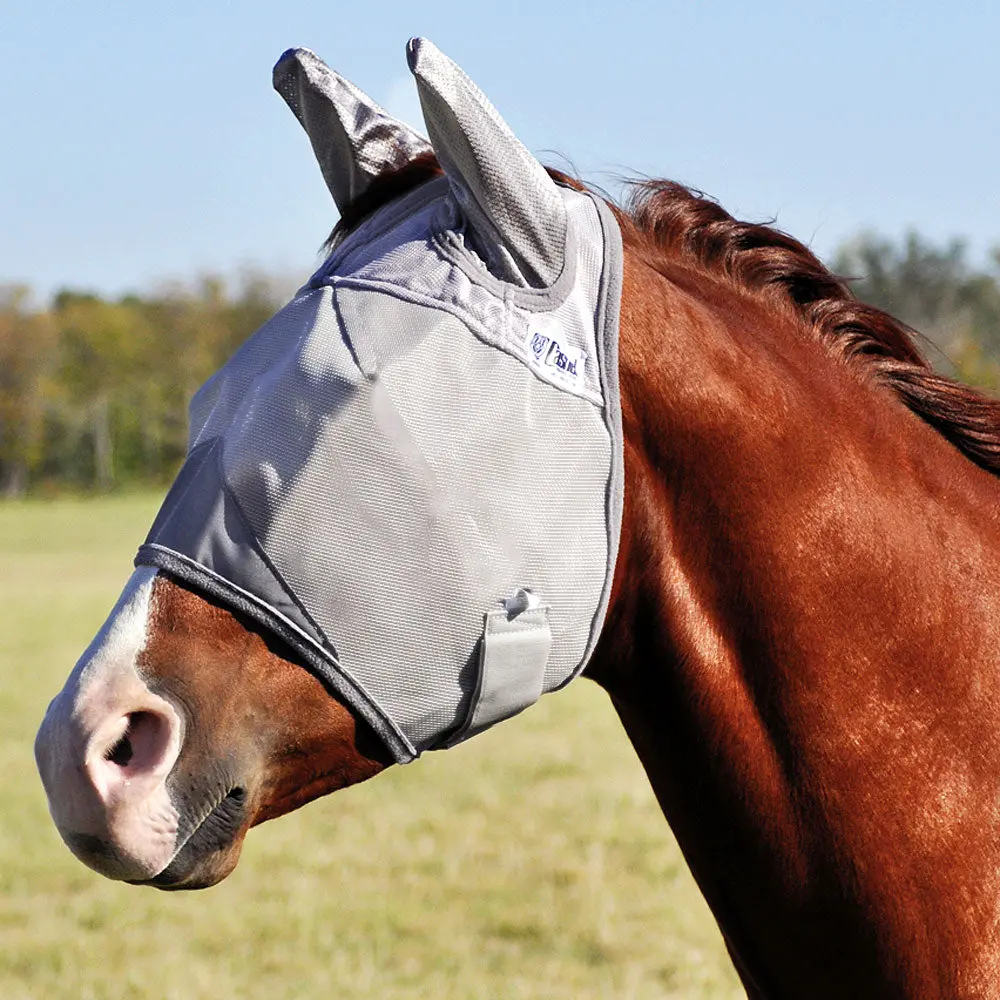 Horse Cashel Crusader Fly Mask Mule Donkey Long Nose W/ Ears Grey 1