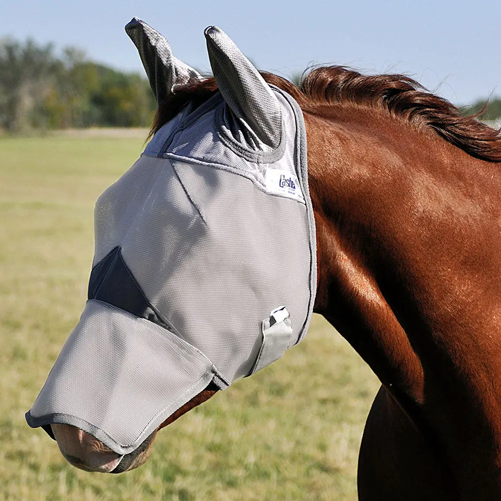 Weanling Cashel Crusader Fly Mask Mule Donkey Long Nose W/ Ears Grey 1