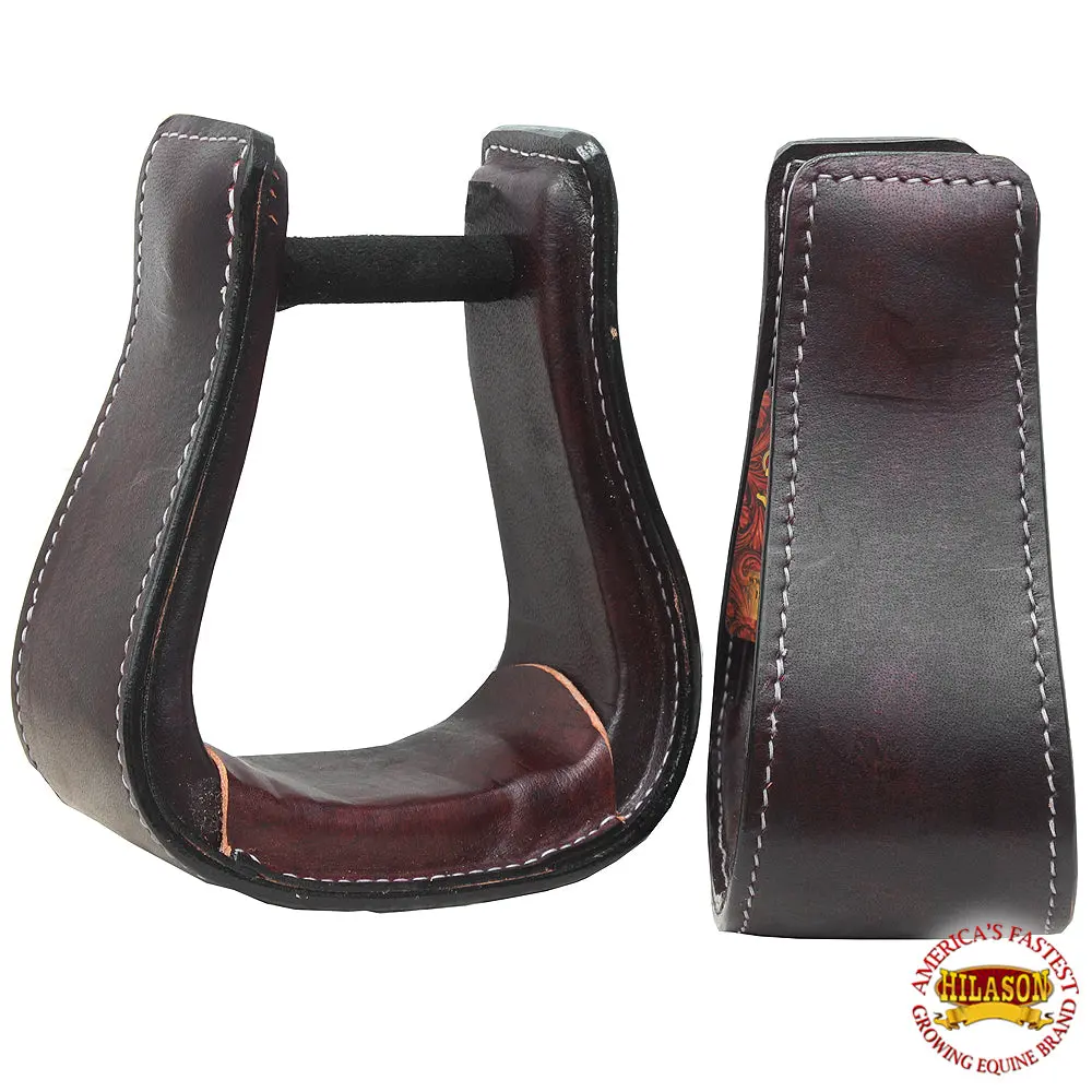 Hilason Wide Roping Saddle Stirrups Western Horse Pair | Leather Stirrups| Trail Riding Ranch Work 1