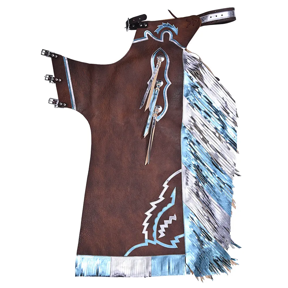 Hilason Bull Riding Pro Rodeo Chaps Brown Smooth Leather Bronc Show Adult | For Men And Women Western Unisex 1