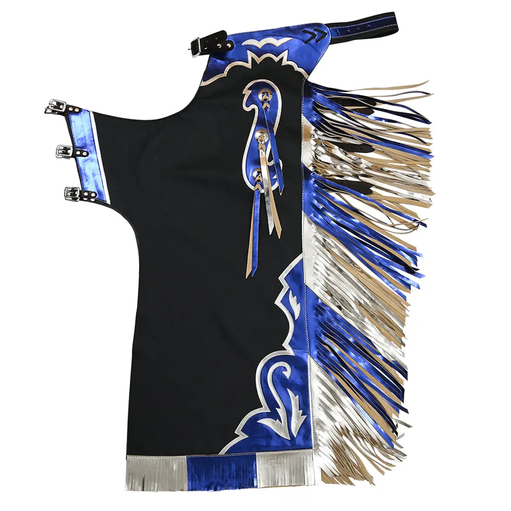 Hilason Bull Riding Pro Rodeo Chaps Black Smooth Leather Bronc Show Adult | For Men And Women Western Unisex 1