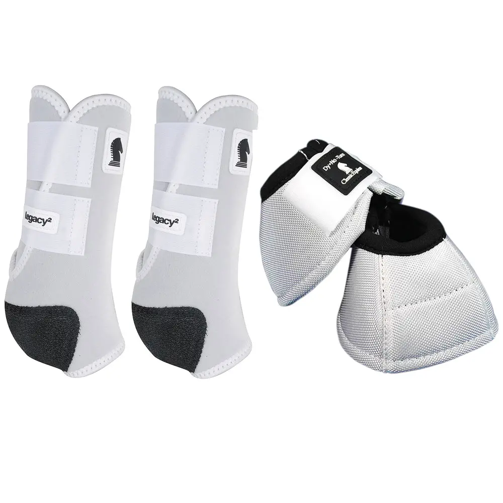 Medium Classic Equine Lightweight Legacy2 Front Dyno Bell Horse Boots Pair White 1