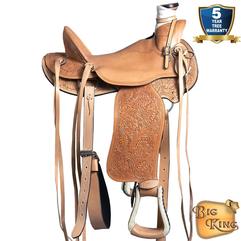 Western Horse Wade Saddle Leather Ranch Roping Tan 1