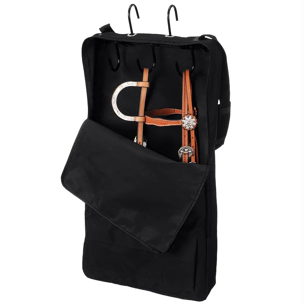 Tough 1 Nylon 2 Pockets Quick Grip Bridle Halter Prong Tack Rack Black 1