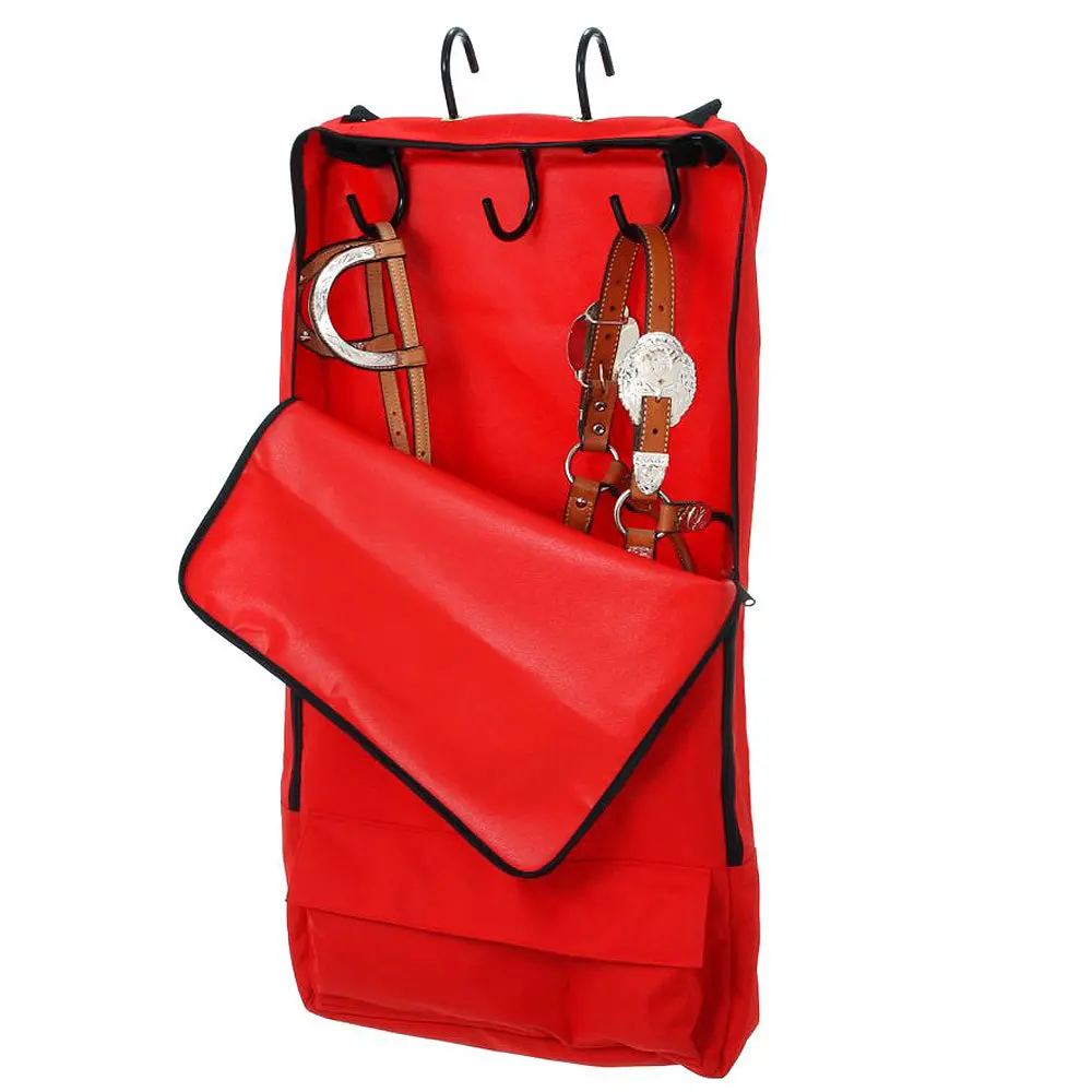 Tough 1 Nylon 2 Pockets Quick Grip Bridle Halter Prong Tack Rack Red 1