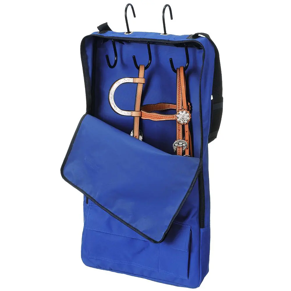 Tough 1 Nylon 2 Pockets Quick Grip Bridle Halter Prong Tack Rack Royal Blue 1