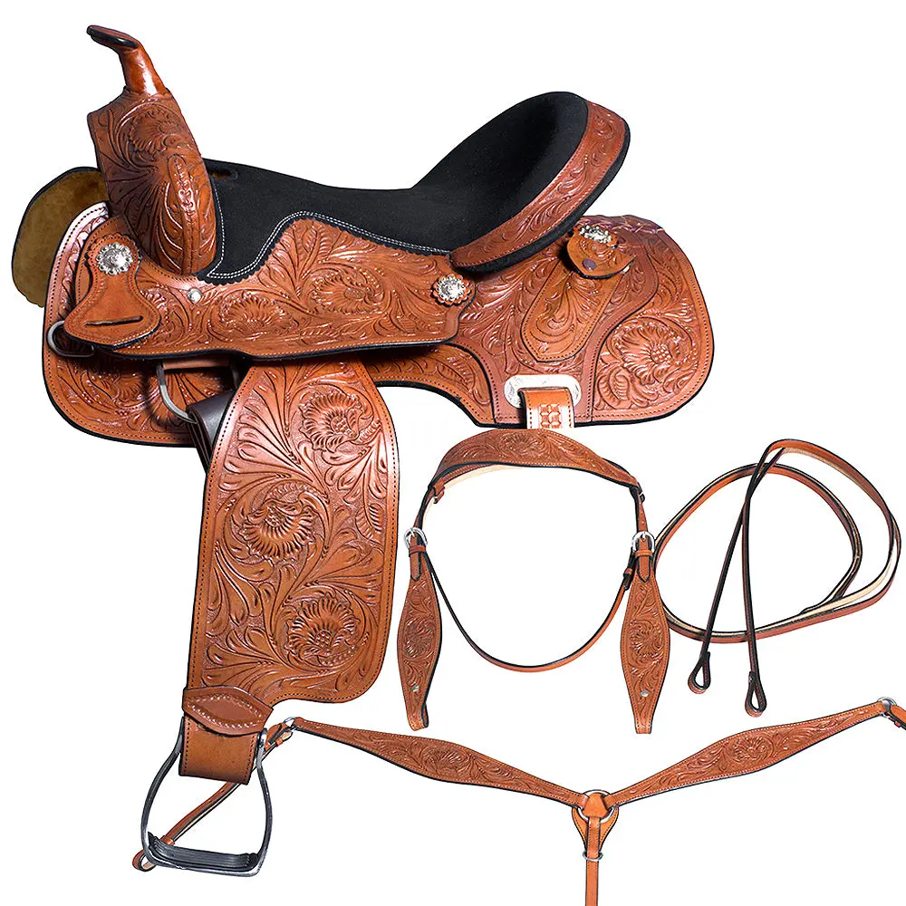 14 In Horse Barrel Racing Saddle Trail Pleasure Leather Tack 1