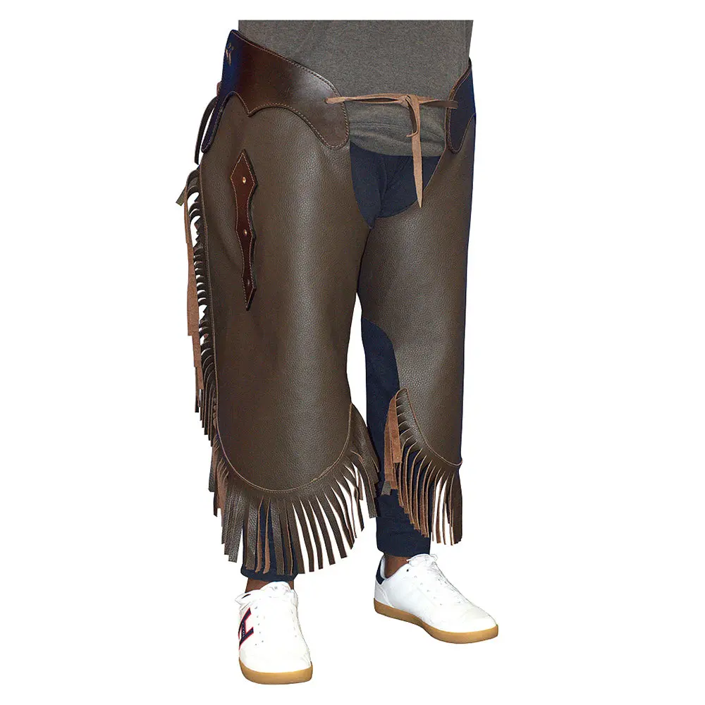 Hilason Pro Rodeo Bull Riding Genuine Leather Chaps Brown | For Men And Women Western Unisex 1