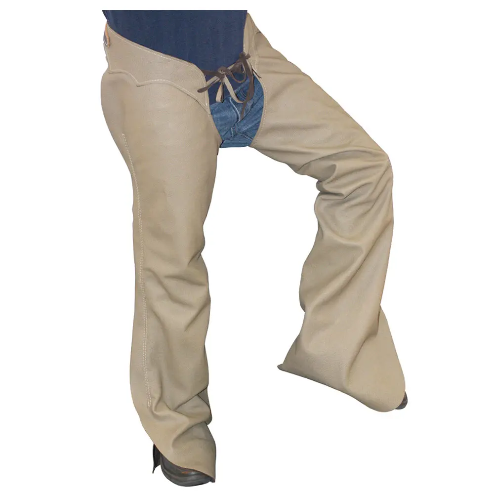 Hilason Pro Rodeo Bull Riding Genuine Leather Chaps Biege | For Men And Women Western Unisex 1