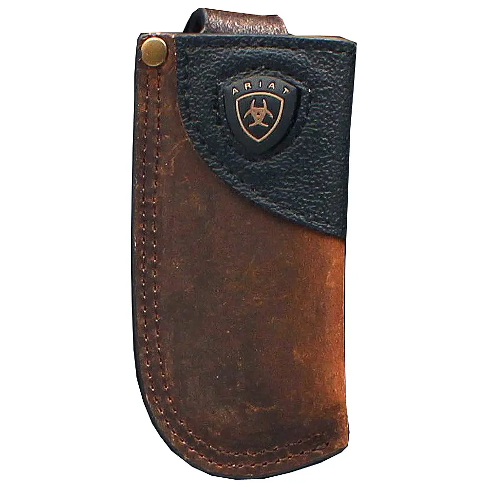 Ariat Leather Knife Sheath Overlay Logo Brown Loop Secure Fastening 1