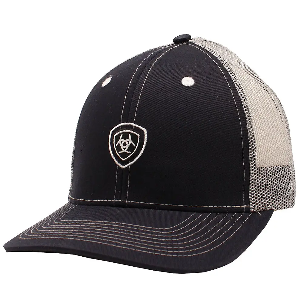 Ariat Logo Crown Hat Cap Navy Gray Snapback Adjustable 1