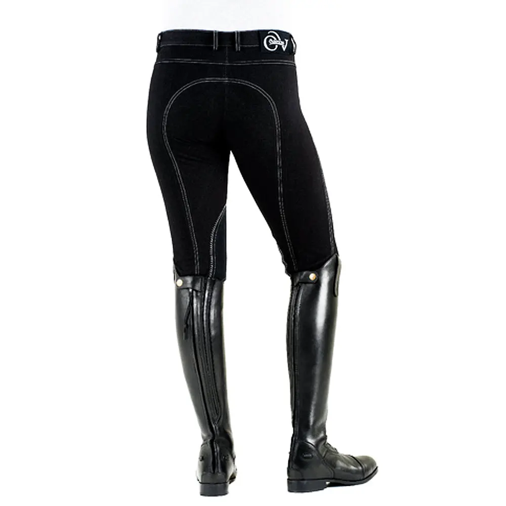 34 Regular Ovation Euro Melange Knee Patch Breech Contrast Stitching Black 1