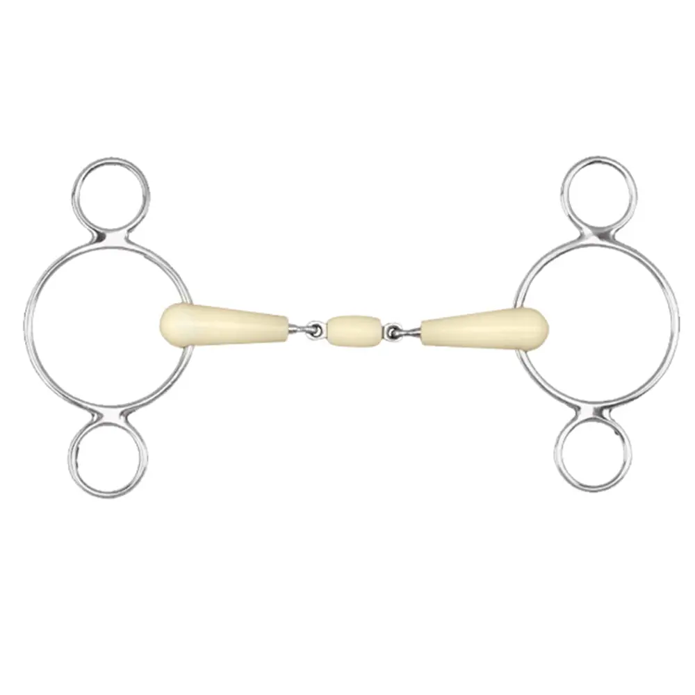 5-1/2" Happy Mouth 2-Ring Double Jointed Gag Horse Bit 1