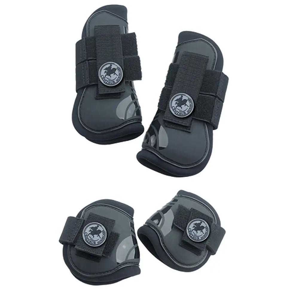 Horse Centaur Double Elastic Hook Loop Closures Boots Set Of 4 Black 1