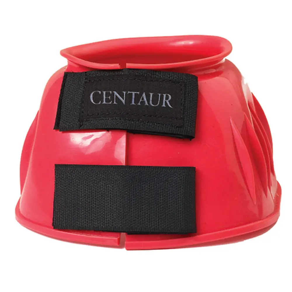 Medium Centaur Pvc Ribbed Double Hook And Loop Bell Boots Red 1